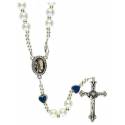 Chapelet blanc pater coeur email bleu + mousqueton