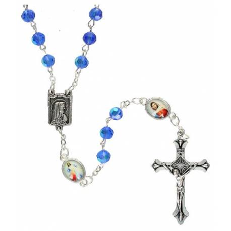 Chapelet verre bleu clair 6mm
