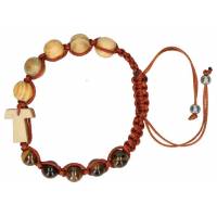 Armband-Tientje / Koord Olijvenhout / Tijgersoog 
