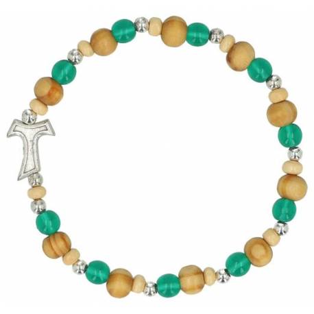 Armband op elastiel Olijvenhout - glas 