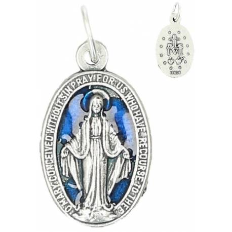 Médaille 17 mm Ov - Miraculeuse - Mét. Agté Email bleu