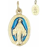 Medaille 17 mm Ov - Wonderbare - Verguld Email blauw 