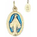 Médaille 17 mm Ov - Miraculeuse - Métal doré Email bleu