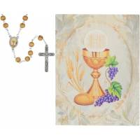 Boîte bois d'olivier + Chapelet Communion
