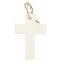 Croix en porcelaine blanche avec coeur 9.5 x 6.5 cm