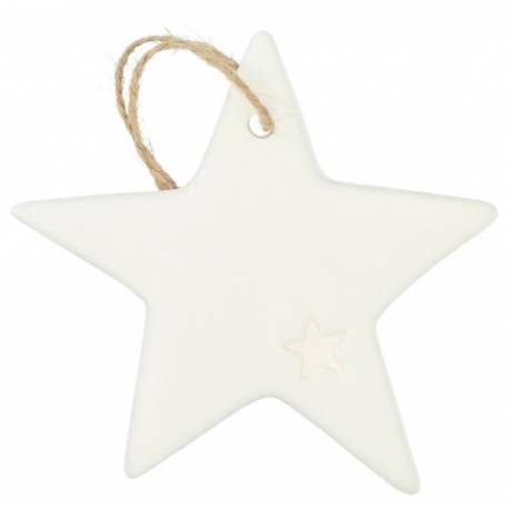 Etoile à suspendre en porcelaine blanche 8.5 x 6.5 cm