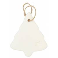 Kerstboom om te hangen in witte porselein 8 cm 