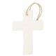 Croix en porcelaine blanche avec ichtus 9.5 x 6.5 cm
