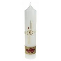 Cierge de mariage - 265 x 60 mm - alliances/coeurs