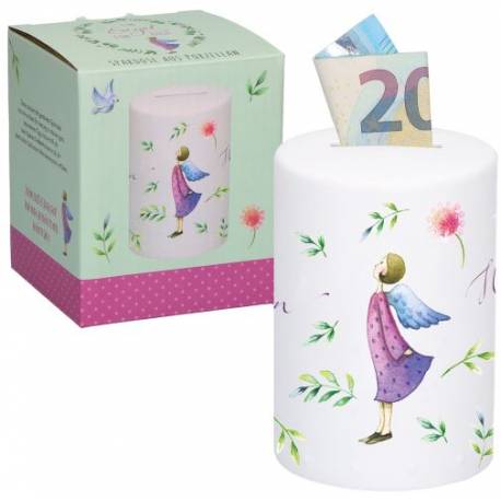 Tirelire ange gardien en porcelaine 10 cm
