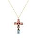 Verguld Kruisje met veelkleurige zirkonen + ketting 
