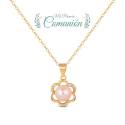 Vergulde ketting bloemen met parel 