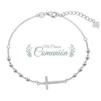 Bracelet en argent rhodié avec croix