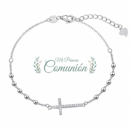 Bracelet en argent rhodié avec croix