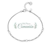 Bracelet en argent rhodié avec perles