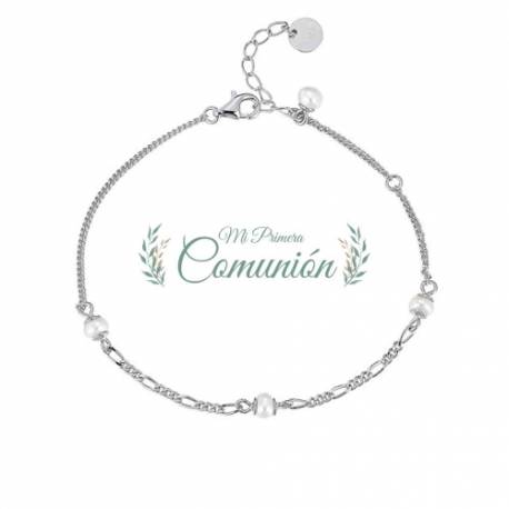 Gerhodineerd zilveren armband met parels 