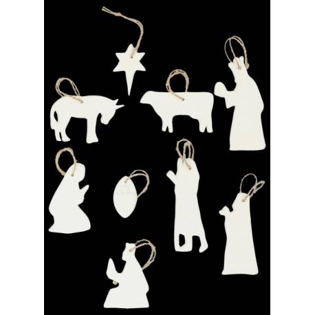 Crèche en porcelaine blanche à suspendre