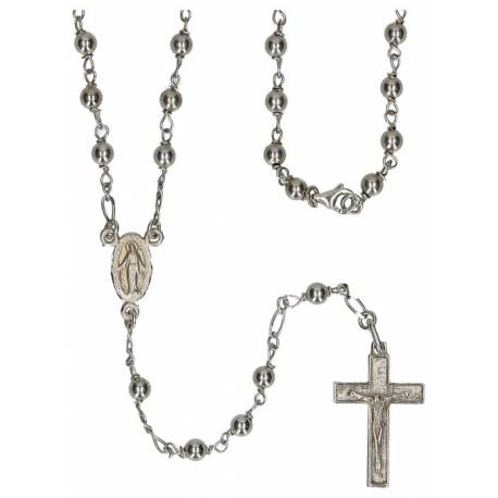 Rozenkrans Zilver + Rhodium - 4 mm + Karabijnhaak + Schrijn 