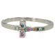 Bague avec croix en argent et strass de couleurs