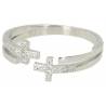 Bague en argent deux croix avec strass