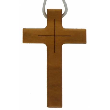 Kruisje op koord - 44 X 29 mm - Olijvenhout 