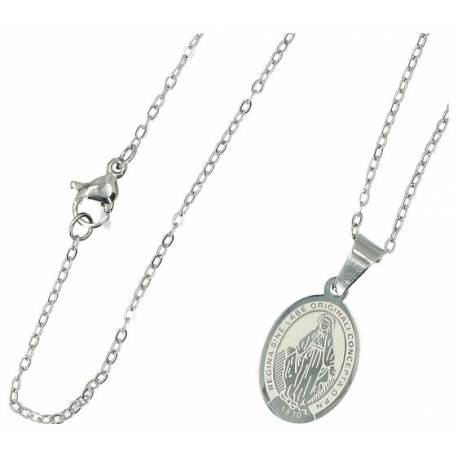 Geheel in staal / Wonderbare medaille + Ketting 45 cm 