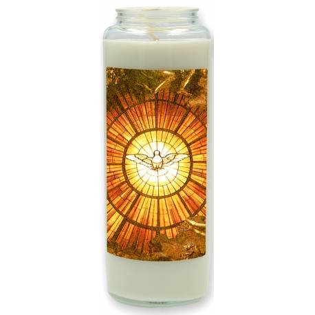 Noveenkaars in glas / wit / Heilige Geest 
