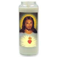 Neuvaine en verre / blanc / Sacré coeur de Jésus
