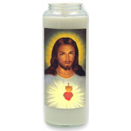 Neuvaine en verre / blanc / Sacré coeur de Jésus