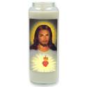 Noveenkaars in glas / wit / Heilig Hart van Jezus 