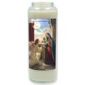 Noveenkaars in glas / wit / De Verkondig.-Aartsengel Gabriel 