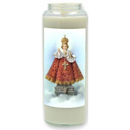 Neuvaine en verre / blanc / Enfant Jésus Prague