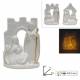 Nativité moderne en porcelaine blanche avec lumière (12 x 7 x 17 cm)