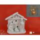 Nativité moderne en porcelaine blanche avec lumière (16.5 x 9 x 15 cm)