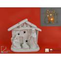 Nativité moderne en porcelaine blanche avec lumière (16.5 x 9 x 15 cm)