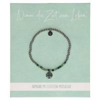 Armband levensboom staal en agaat 