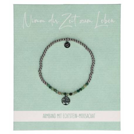 Bracelet arbre de vie en acier et agate