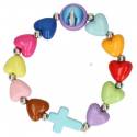 Bracelet s/élastique multicolore coeurs enfants