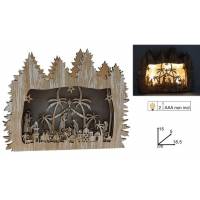 Décoration de Noël en bois avec crèche et lumière