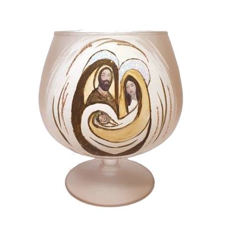 Kaarsenhouder Heilige Familie gouden - D 12 Cm 