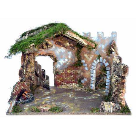 Lege Kerststal met licht voor kerstfiguren van 20 cm (60x34x40cm) 