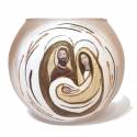 Kaarsenhouder in glas Heilige Familie gouden - D 12 Cm 