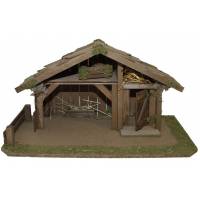 Lege kerststal met pannendak voor figuuren van 12 cm (55x30x29cm) 