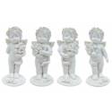 Ange blanc et or avec fleurs 6.5 cm 4 / set