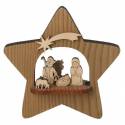 Kerststal in een houten ster H 12 cm 