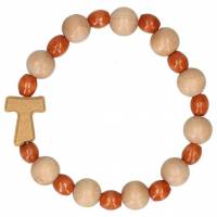 Armband-tientje/elastiek - hout - Taukruisje 