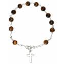 Armband in zilver en tijgeroog met kruis 