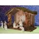 Crèche de Noël : cabane + 8 personnages de 8 cm (30x15x19cm)