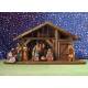Crèche de Noël : cabane + 10 personnages de 12 cm (55x30x29cm)