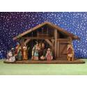 Crèche de Noël : cabane + 10 personnages de 12 cm (55x30x29cm)
